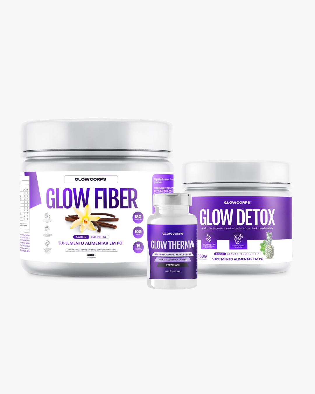 Combo Slim - 01 Shake GlowFiber | 01 Chá GlowDetox | 01 GlowThermo